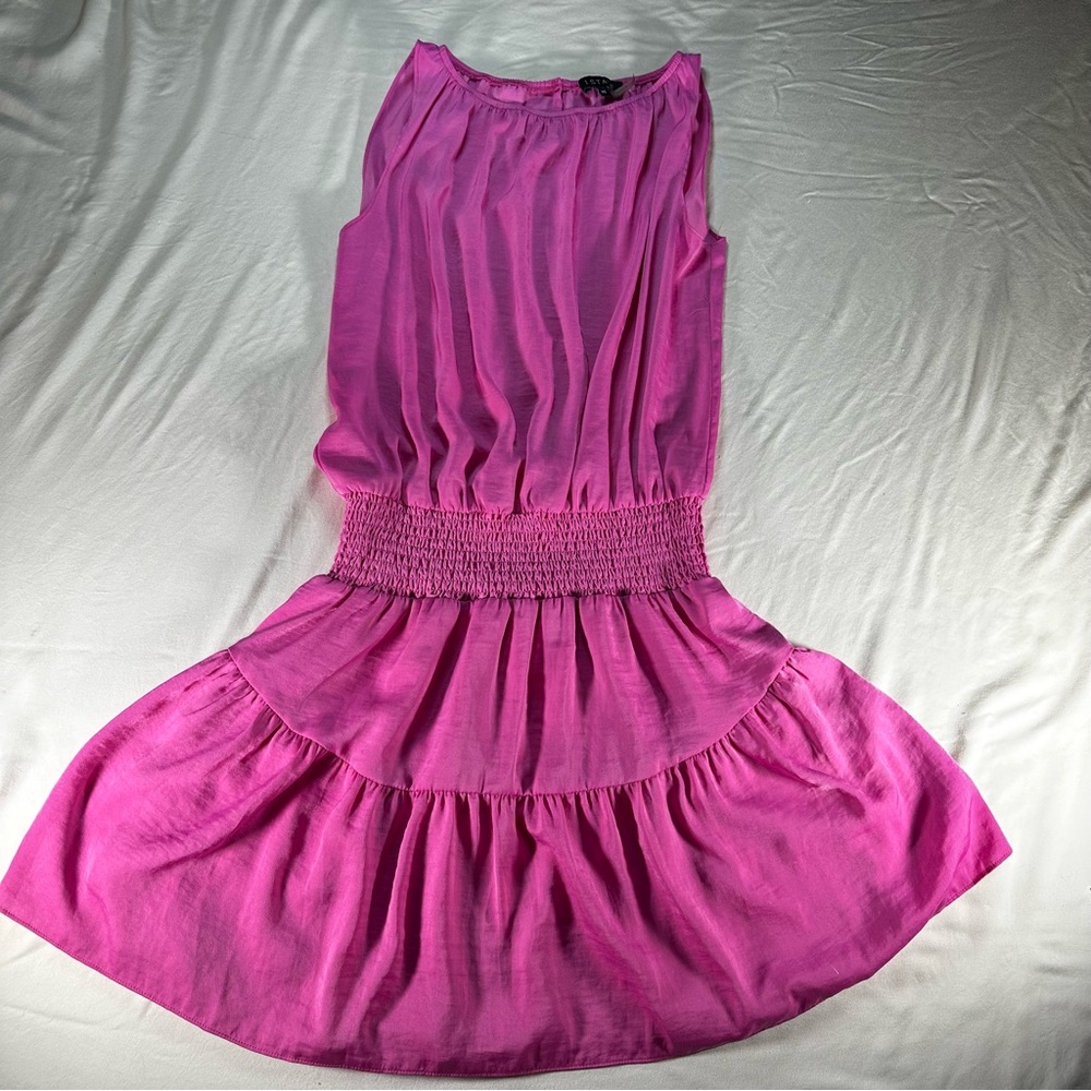 1.STATE Smocked Waist Dress Hot Pink graduation date spring balletcore summer - Picture 3 of 9